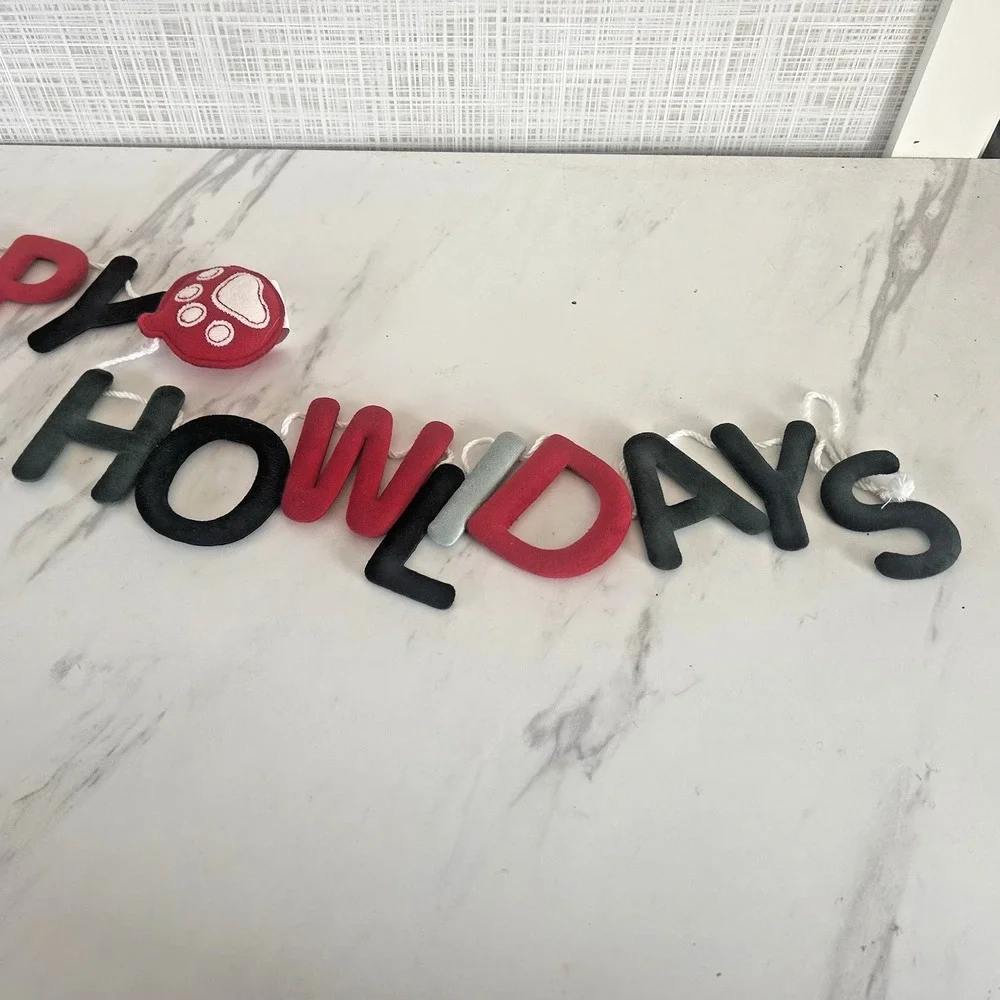 Happy Howlidays Paws Pet Christmas Tree Garland Bunting Indoor‎ Felt 56